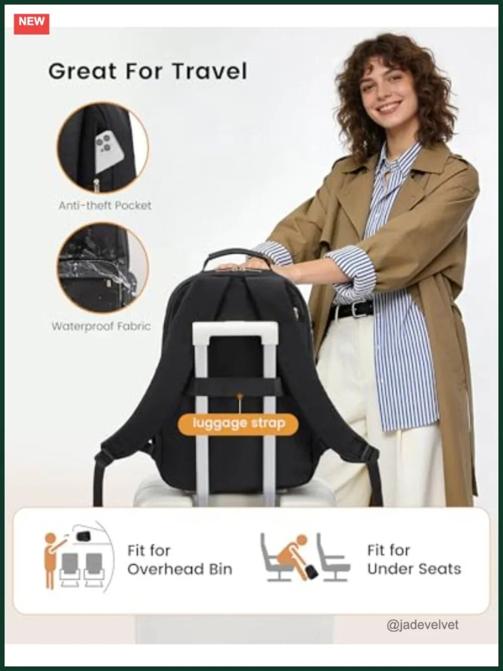 Large capacity laptop backpack with cup pockets, padded compartment